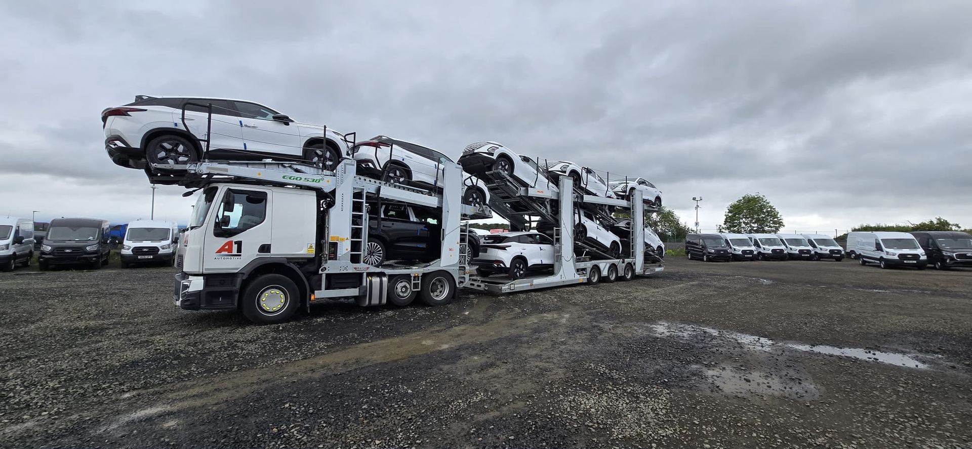 A1 Automotive transporter in current livery at a vehicle compound
