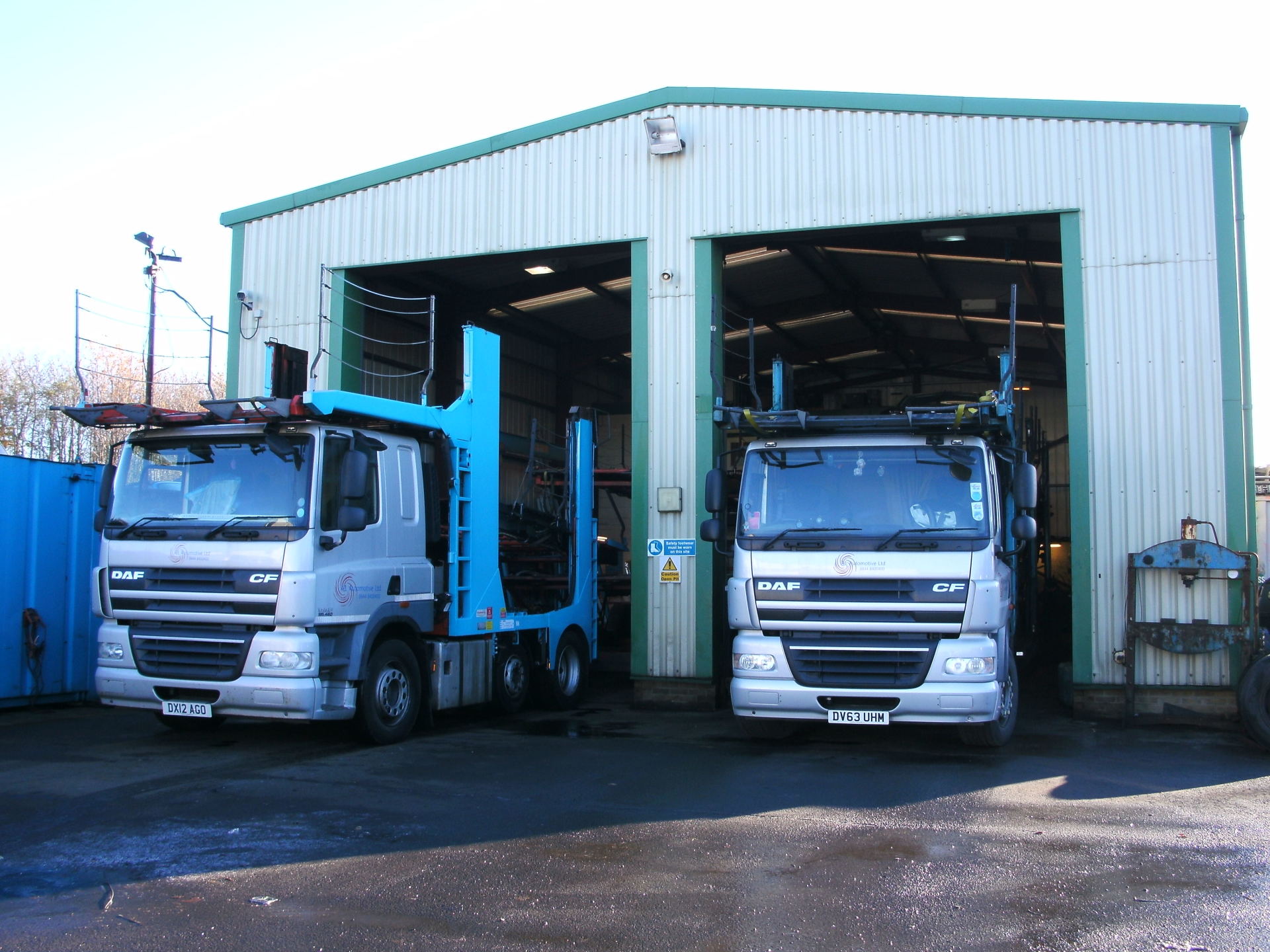 Car transporter being serviced in the A1 workshop